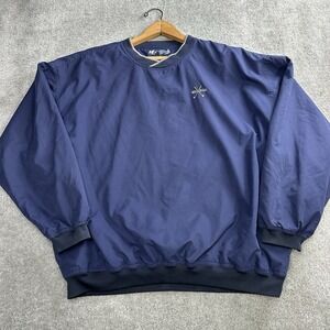 Vtg Big Dogs Jacket Mens Large Blue Long Sleeve Windbreaker Golf Clubs Pullover